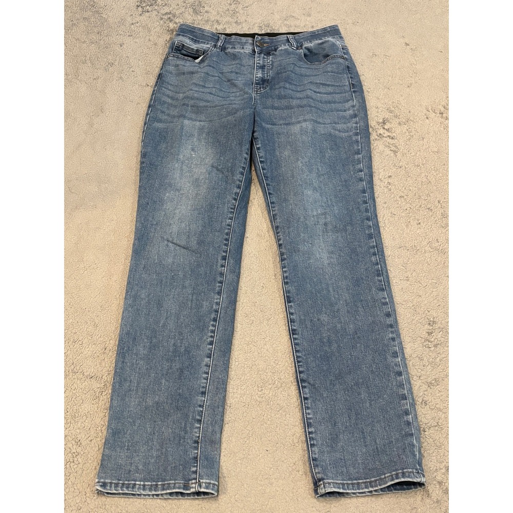 Tribal Jeans Sophia Curvy Straight Medium Wash Blue Denim Pants Size 12